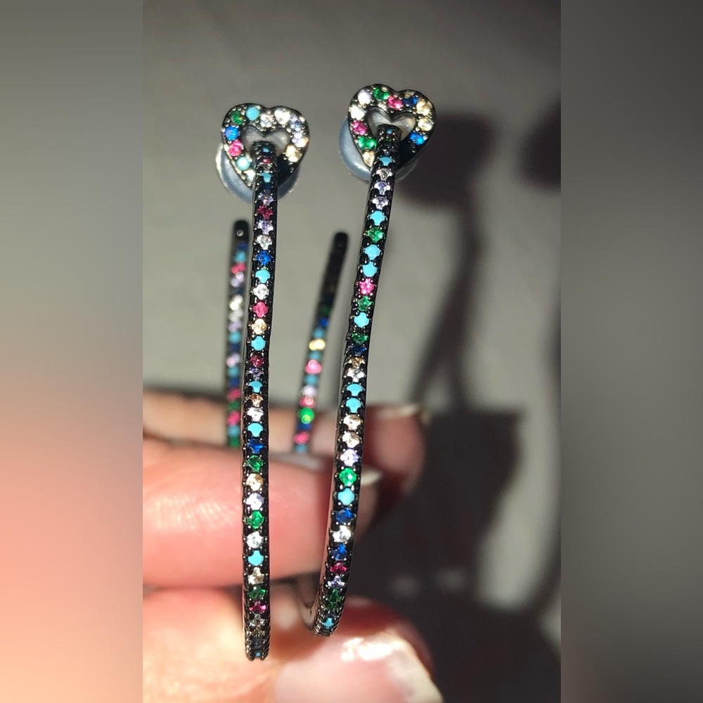 Multicolor Crystal Hoop Earrings - Women Jewelry